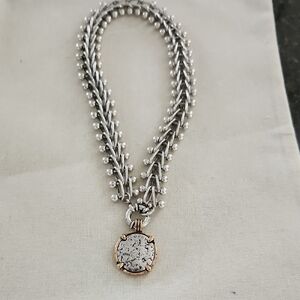 ZARA  New With Tag. Silver and Gold Double-Strand Pendant Necklace